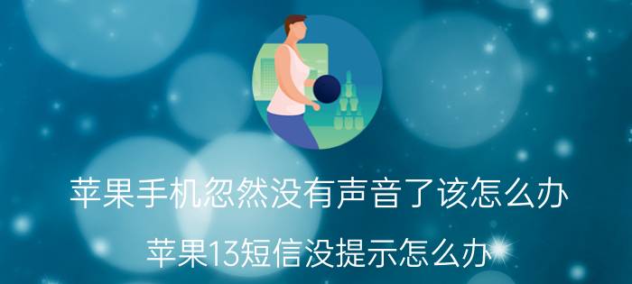 苹果手机忽然没有声音了该怎么办 苹果13短信没提示怎么办？